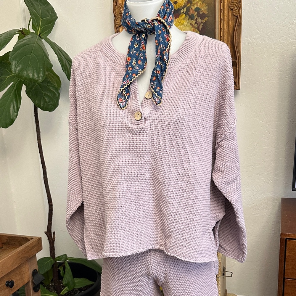 Free People Hailee waffle knit set lilac